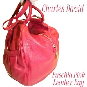 CHARLES DAVID AMAZING 👀 Elegant Pink Leather Handbag Lightly Preloved.